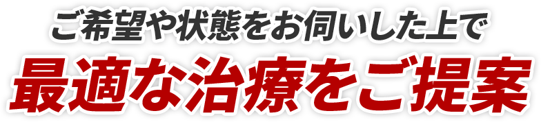ご希望や状態をお伺いした上で最適な治療をご提案