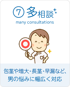 包茎や増大・長径・早漏など、男の悩みに幅広く対応